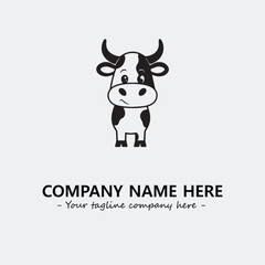 Cow illustration black and white for logo company vector image
