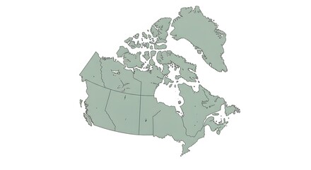 Detailed map of Canada highlighting provinces and territories in muted colors, showcasing geographical divisions across the nation Generative AI