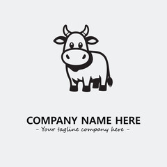 Cow illustration black and white for logo company vector image
