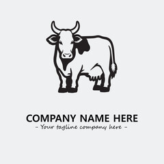 Cow illustration black and white for logo company vector image
