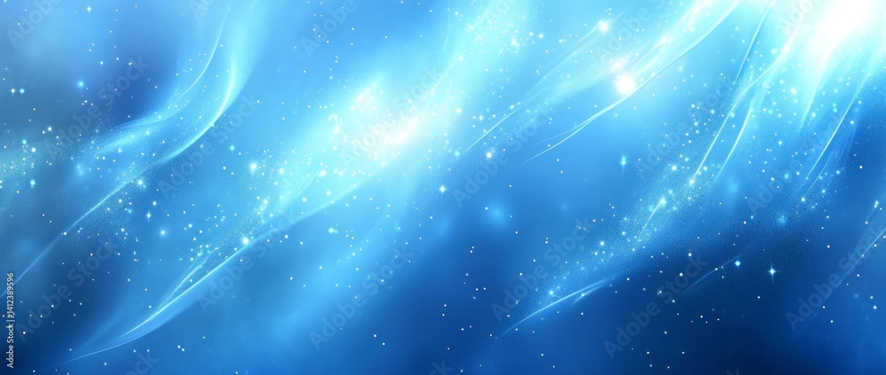 Poster a blue and white image of a network of lines and dots, blue technology background with circuit board