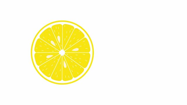 slice of lemon animated footage looping on white
