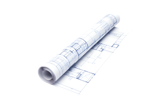 Rolled Architectural Blueprints House Plans Design Building Construction