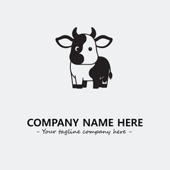 Cow illustration black and white for logo company vector image
