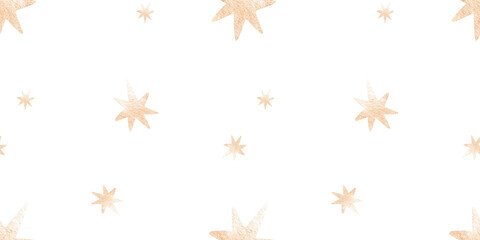 Stars on night sky background. Watercolor nursery seamless surface pattern design. Cute baby print for kid's goods, clothes, textile, bed linen, baby shower, wallpaper and children's room