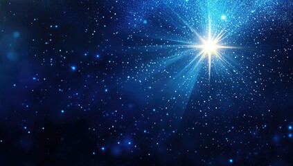 Celestial beacon illuminating a starry night