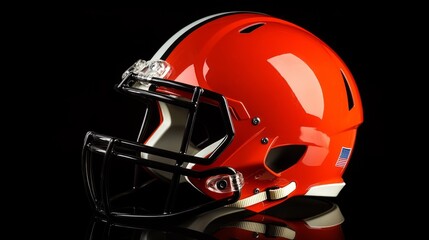 Fototapeta premium American football helmet with metallic textures, side lighting / Strength and precision in sports equipment 