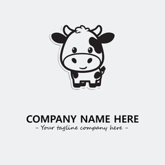 Cow illustration black and white for logo company vector image
