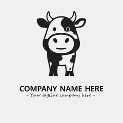 Cow illustration black and white for logo company vector image
