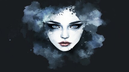 Fototapeta premium A digital painting presented as a 3D illustration of a woman's face in an artistic style