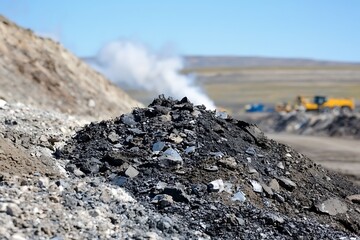 Waste pile, outdoor, machinery, sunny day