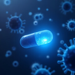 Digital illustration of innovative antiviral research in a scientific medical environment close-up