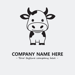 Cow illustration black and white for logo company vector image
