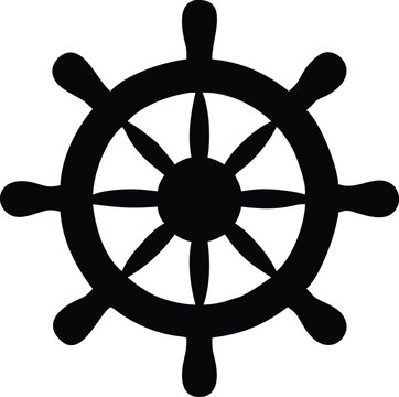 ship helm silhouette vector icon