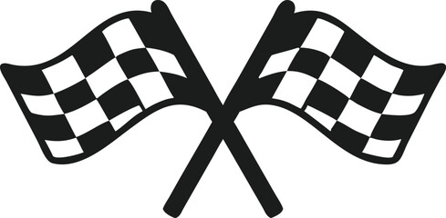 two crossed checkered flag vector icon