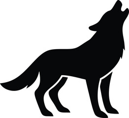 wolf howling silhouette vector