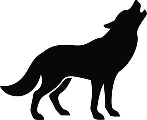 wolf howling silhouette vector icon