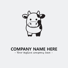 Cow illustration black and white for logo company vector image
