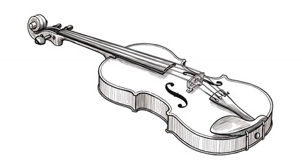 Obraz premium Detailed grayscale drawing of a violin