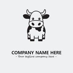 Cow illustration black and white for logo company vector image
