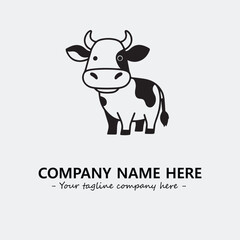 Cow illustration black and white for logo company vector image

