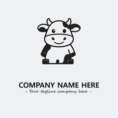 Cow illustration black and white for logo company vector image
