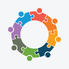 Circular 8 People Team Puzzle Connection Diversity Collaboration Leadership Icon