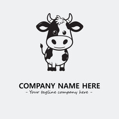 Cow illustration black and white for logo company vector image
