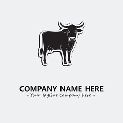 Cow illustration black and white for logo company vector image
