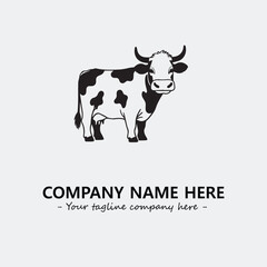 Cow illustration black and white for logo company vector image
