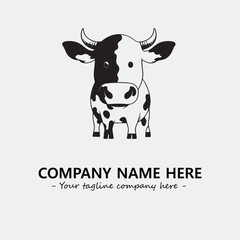 Cow illustration black and white for logo company vector image
