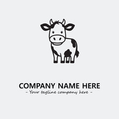 Cow illustration black and white for logo company vector image

