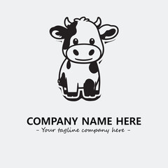 Cow illustration black and white for logo company vector image
