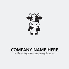 Cow illustration black and white for logo company vector image
