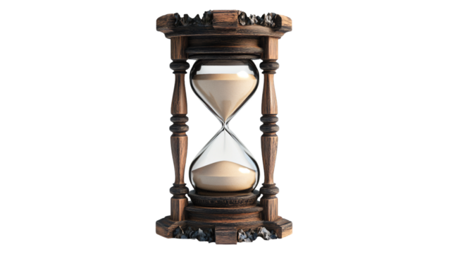 Professional Hourglass with Sand Flowing on White Background