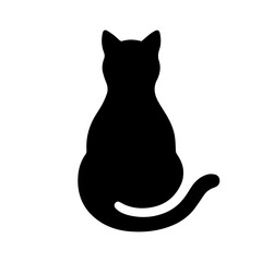 Black and white vector silhouette of a cat on white background
