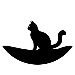 Black and white vector silhouette of a cat on white background
