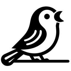 Black and white vector silhouette of a bird on white background
