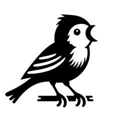Black and white vector silhouette of a bird on white background

