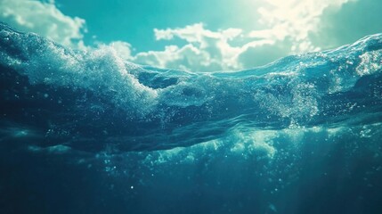 High-quality looping animation of ocean waves from underwater