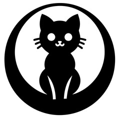 Black and white vector silhouette of a cat on white background
