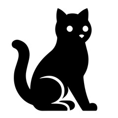 Black and white vector silhouette of a cat on white background

