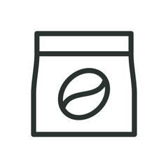 Coffee bag icon, coffee package vector symbol with editable stroke