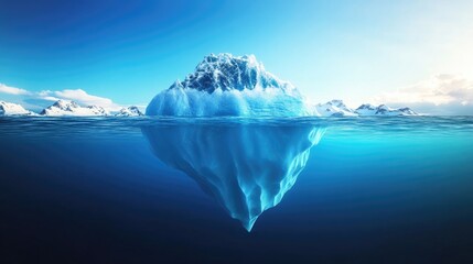 Fototapeta premium Iceberg and underwater risk concept for global warming