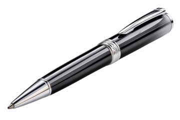 Luxury black and silver ballpoint pen isolated on transparent background 