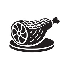 Ham Silhouette - Minimalist Ham Vector - Ham Illustration - Cocked meat art.