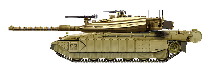 Hybrid of Merkava Mk4 and Challenger 2 (turret from Merkava, hull from Challenger) © Tikros
