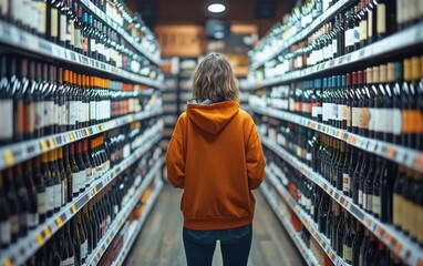 Exploring the Wine Aisle: A Grocery Store Interior
