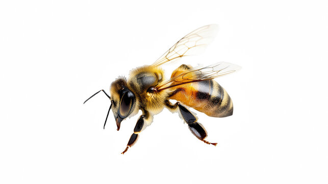 a close up of a bee on a transparent background, PNG image, PNG file, Generative art.