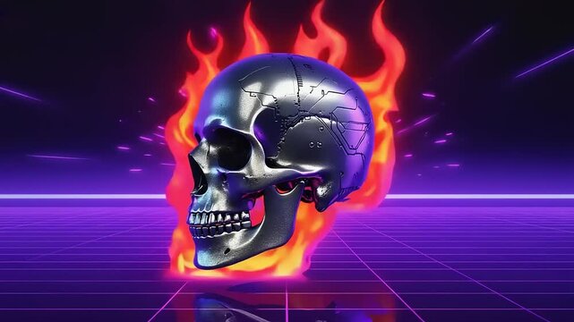 skull in the dark blue